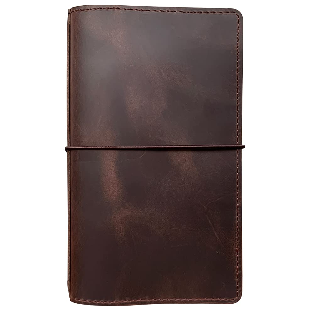 Travelers Notebook Cover with Inner Pockets, Card Slots and Pen Holder, Passport Size, Dark Brown