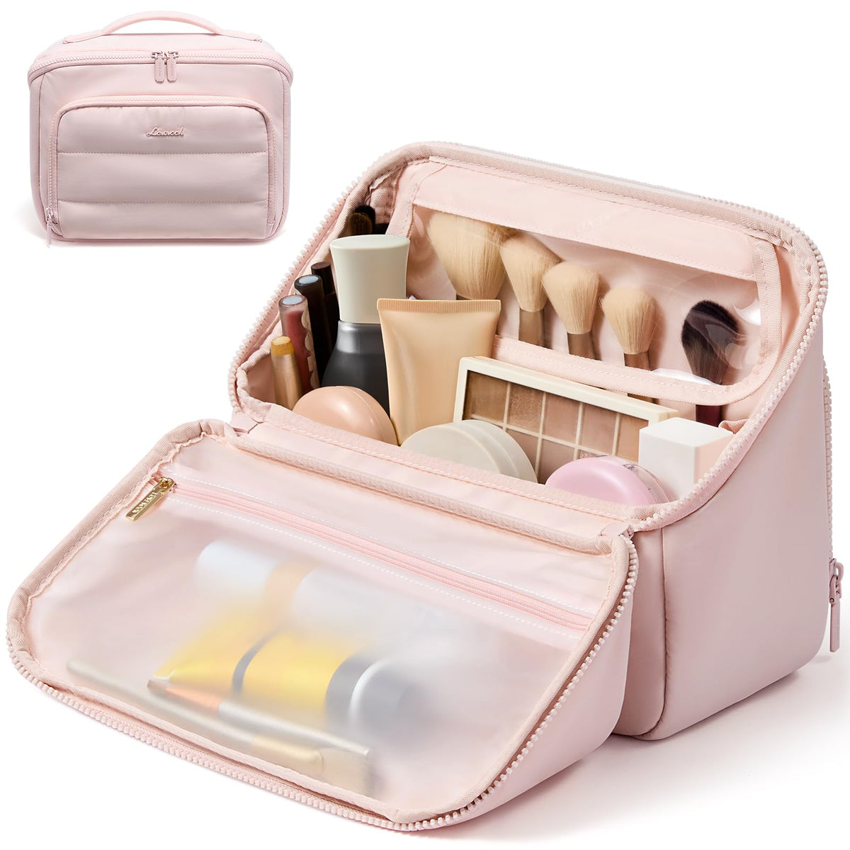 LOVEVOOK Travel Makeup Bag for Women, Puffy Toiletry Bag for Traveling