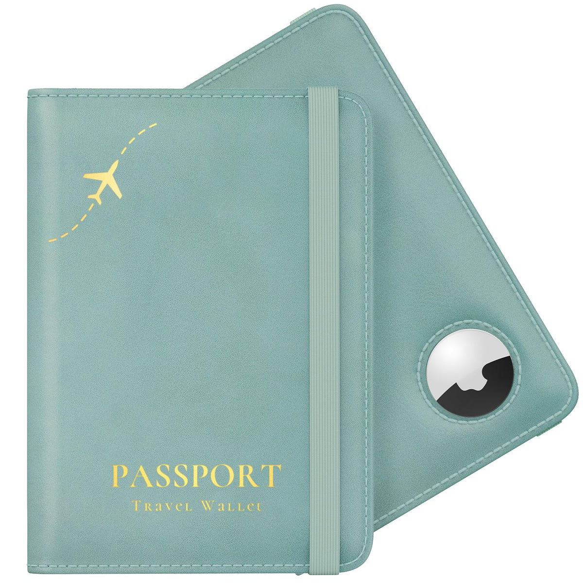 Stouchi Passport Holder with AirTag Slot– Slim RFID Travel Wallet