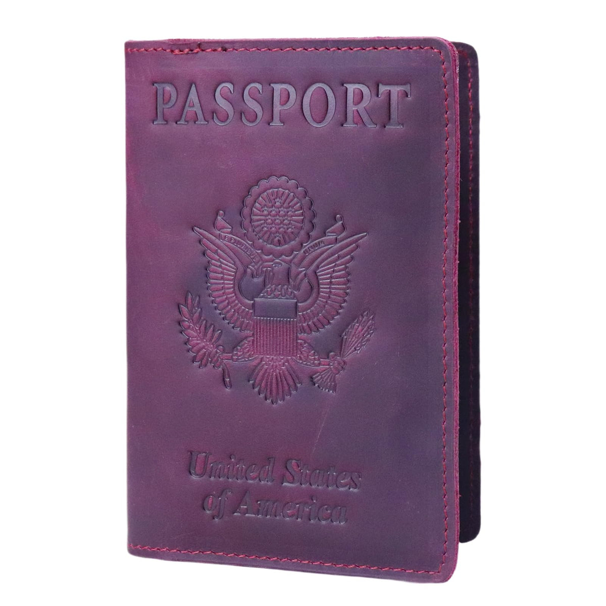 RFID Blocking Passport Holder Travel Wallet - Genuine Crazy Horse Leather for Men(Coffee)