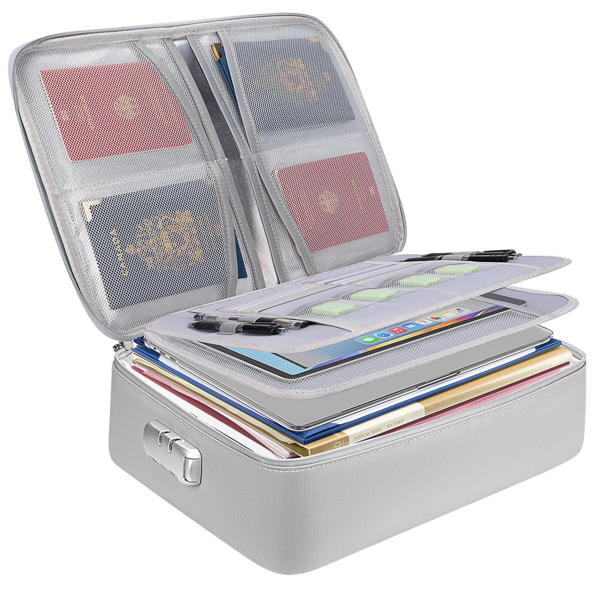 BALEINE Fireproof Document Box with Lock, Waterproof Fire Safe File Bag