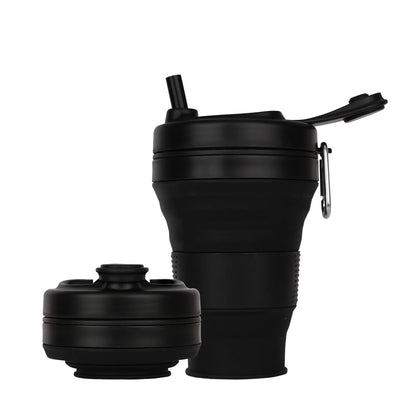 20oz Collapsible Cup with Lid Portable Collapsible Coffee Cup BPA-Free Collapsible Cups for Traveling Camping Hiking Picnic