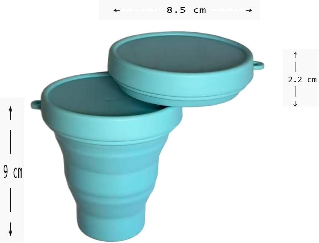 Collapsible Travel Cup, 200ml Foldable Silicone Cup with Lid & Strap, Portable Reusable Drinking Cup for Camping, Hiking, Travel, Picnic & Daily Use