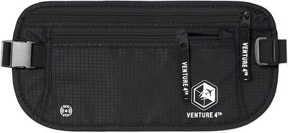 VENTURE 4TH Travel Money Belt, RFID Blocking Passport Holder - Black