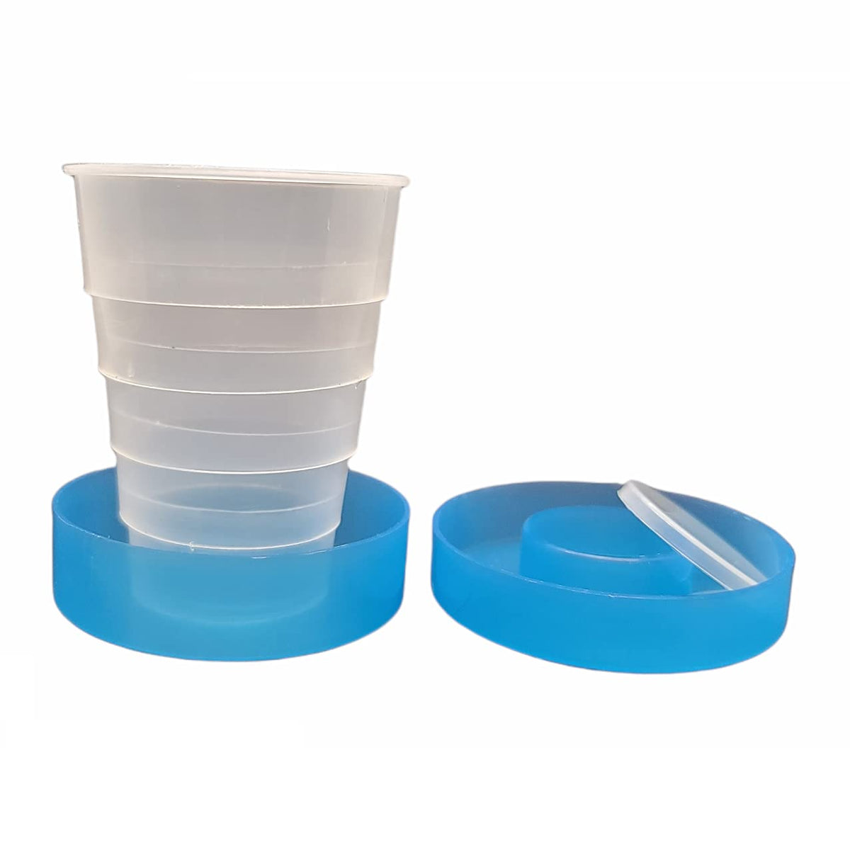 Handy Housewares Travel Size Collapsible Drinking Cup and Built in Pill Box Case - Blue (1-Pack)