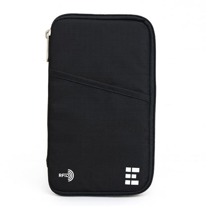 Zero Grid RFID Passport Holder for Passports & Cards, Zippered, Black