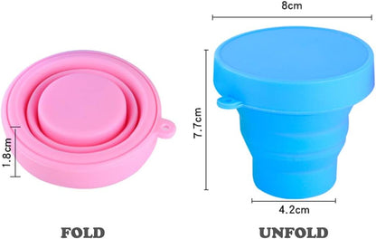 Guissi Collapsible Cup Compact Silicone, Reusable Food Grade Folding Mug with Lids, Expandable Retractable Drinking Set, Portable, Pocket Size for Outdoor Camping Travel and Hiking