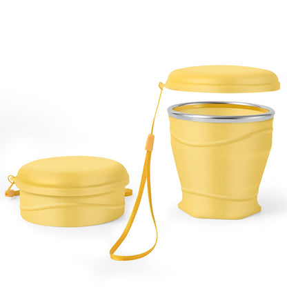 8.8oz BPA Free Collapsible Silicone Cup with Dust-Proof Lid,Gray