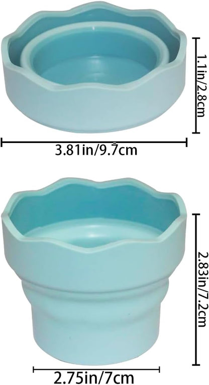 3 PCS Collapsible Paint Brush Washer Mini Foldable Silicone Watercolor Acrylic Oil Painting Silicone Washing Bucket Brush Holder Organizer Painting Water Cup for Watercolor Oil Painting