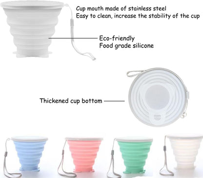 Silicone Collapsible Cups for Camping Travel,Small Portable Backpacking Camping Cup for Outdoor,Reusable Folding Travel Cup,270ml,Graduated(Transparent)