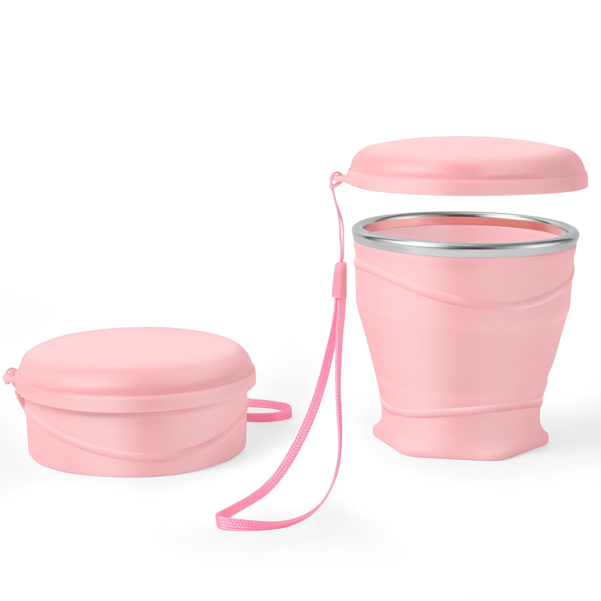 8.8oz BPA Free Collapsible Silicone Cup with Dust-Proof Lid,Gray