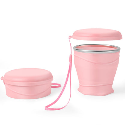 8.8oz BPA Free Collapsible Silicone Cup with Dust-Proof Lid,Gray