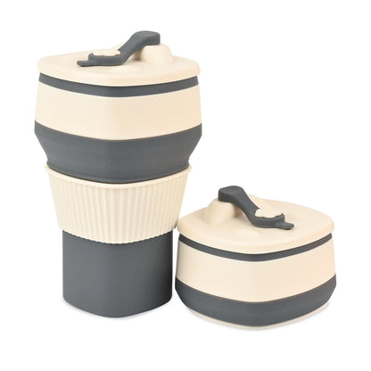 Collapsible Silicone Cup, Safe & Portable, for Hot & Cold Drinks, 18.6 oz (550 ml) - Travel, Camping, Office, and More - Cool Grey
