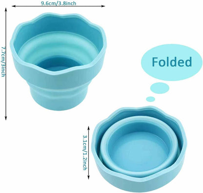 2 PCS Collapsible Paint Brush Washer, Portable Silicone Washing Bucket Brush Holder Cleaner Painting Water Cup for Watercolor Oil Painting