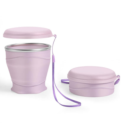 Light Purple Collapsible Silicone Travel Cup,8.8oz (260ml) BPA-Free