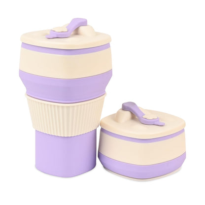 Collapsible Silicone Cup, Safe & Portable, for Hot & Cold Drinks, 18.6 oz (550 ml) - Travel, Camping, Office, and More - Cool Grey