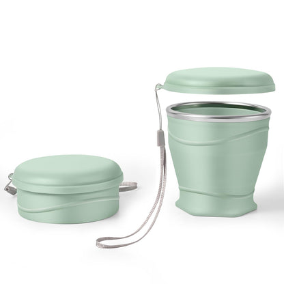 8.8oz BPA Free Collapsible Silicone Cup with Dust-Proof Lid,Gray