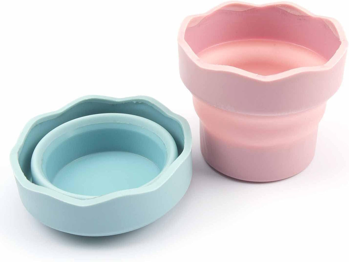 2 PCS Collapsible Paint Brush Washer, Portable Silicone Washing Bucket Brush Holder Cleaner Painting Water Cup for Watercolor Oil Painting