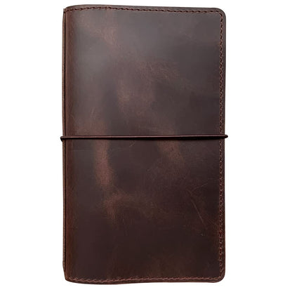 Travelers Notebook Cover with Inner Pockets, Card Slots and Pen Holder, Passport Size, Dark Brown