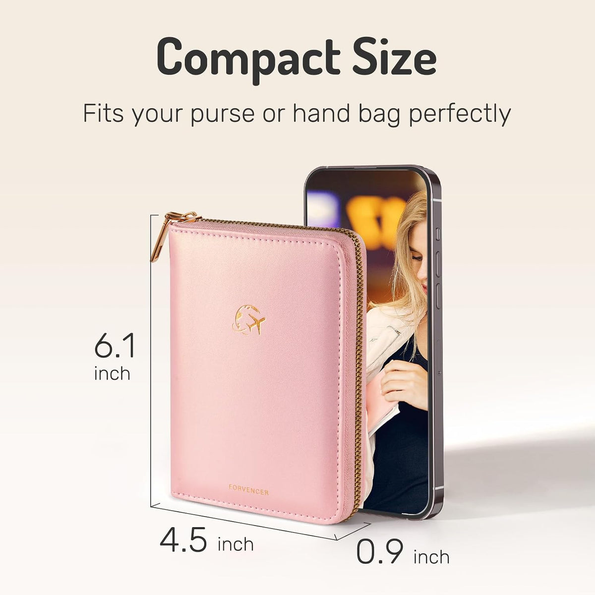 Forvencer Safe Zipper Passport Holder Cover, Passport Wallet for Travel