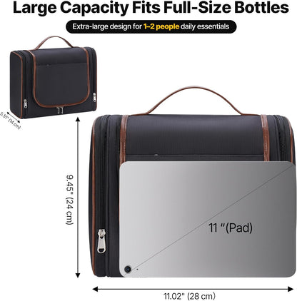 ZAHNI Toiletry Bag for Men, Large Hanging Travel Toiletry Bag, Black