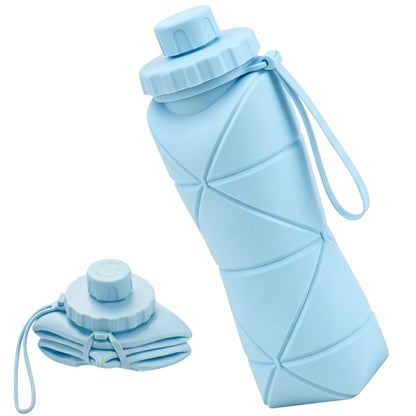 Collapsible Water Bottles 20oz (600ml), BPA-Free Silicone Foldable Portable Lightweight Reusable Water Bottle with Leak-Proof Lid & Lanyard for Outdoor Travel Cycling Gym & Camping