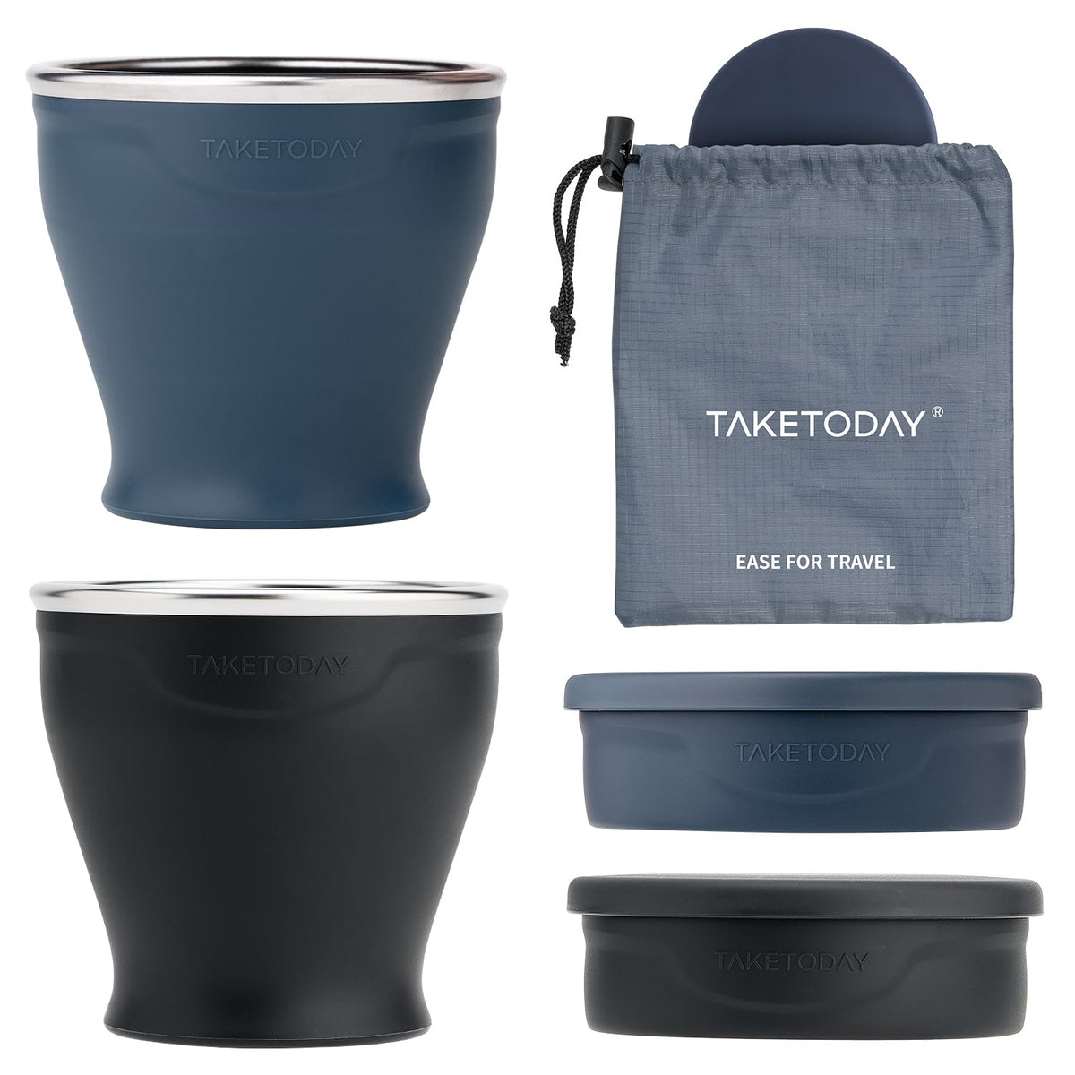 TakeToday Collapsible Cup 8 oz, Foldable with Lid for Travel, Charcoal