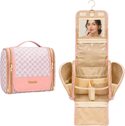 Women Travel Toiletry Bag Large Hanging Toiletry Bag with Mirror