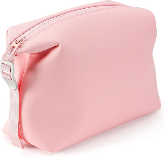 Premium Silicone Toiletry Bag for Men & Women, Compact Leak-Resistant Travel Organizer with Heavy-Duty Zipper, Easy-to-Clean Grooming Bag – Original 6"x 9.84" 4.5L,Pink