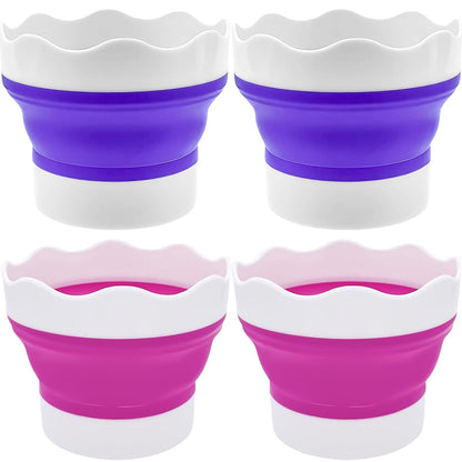 4 PCS Collapsible Paint Brush Washer Multifunctional Collapsible Bucket Foldable Water Cup Portable Silicone Washing Bucket Brush Holder Mini Foldable Washing Buckets for Watercolor Oil Painting