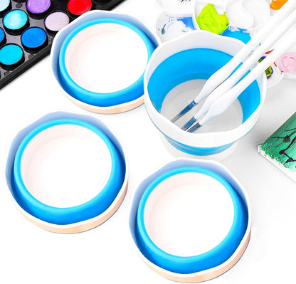 4 PCS Collapsible Paint Brush Washer Multifunctional Collapsible Bucket Foldable Water Cup Portable Silicone Washing Bucket Brush Holder Mini Foldable Washing Buckets for Watercolor Oil Painting