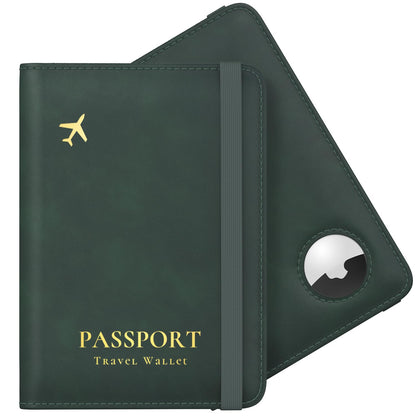 Stouchi Passport Holder with AirTag Slot– Slim RFID Travel Wallet
