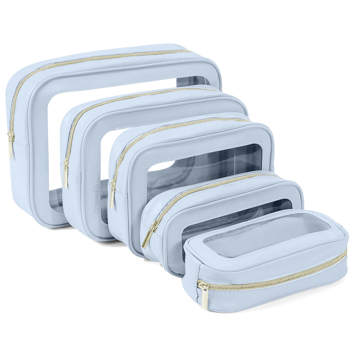 YOPCDJ 5PCS Diaper Bag Organizer Pouch Set, TSA Approved Toiletry Bag，Clear Waterproof TPU Makeup Bag Set Travel Organizer Bags for Women and Kids