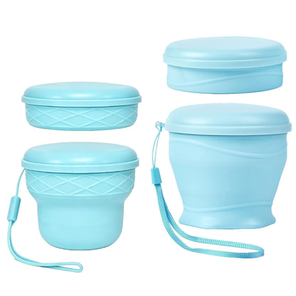 IYYI Collapsible Cup for Traveling, Silicone Foldable Cup, Camping Mug with Lid, Folding Mug for Camping, Hiking, Outdoors, Travel (2 Pack-Blue-Orange)