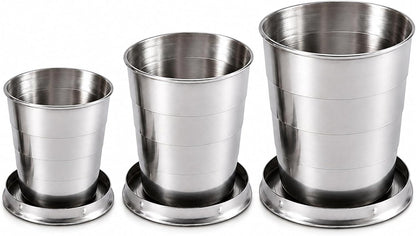 Guyuyii 3 Pcs Stainless Steel Collapsible Cups for Traveling with Keychains