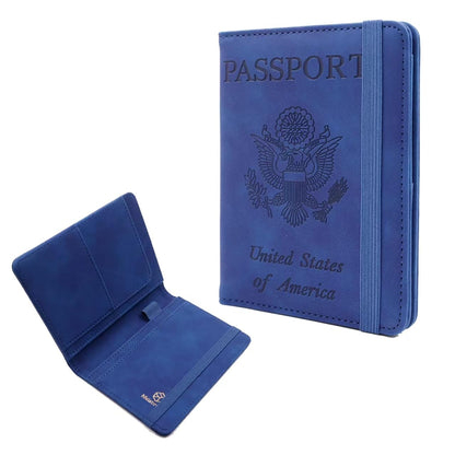 Melsbrinna Premium Leather Passport Holder Covers Case, Waterproof Rfid Blocking Travel Wallet Passport Holder with Pen Holder, Cute Passport Book for Women/Men