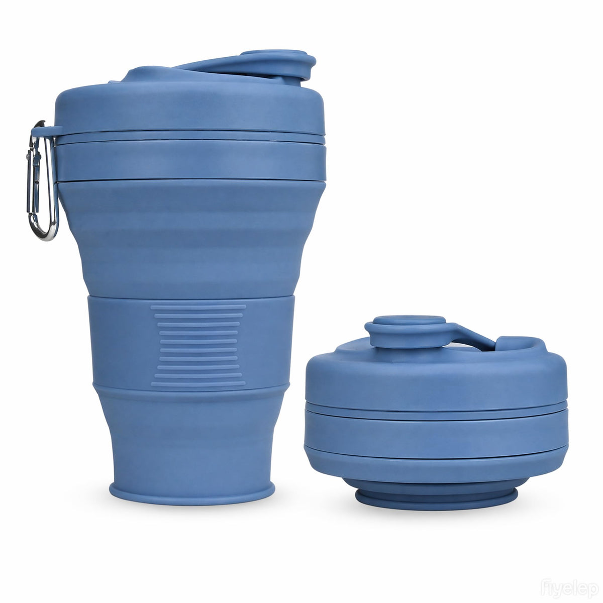 Collapsible Camping Cup with Straw Silicone Folding Coffee Cup Sport Bottle Portable Travel Outdoor Car 16oz 20oz (Grey)