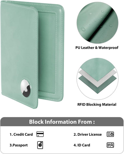 Stouchi Passport Holder with AirTag Slot– Slim RFID Travel Wallet