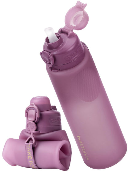 TakeToday Collapsible Water Bottles, Foldable for Travel, 32oz, Black