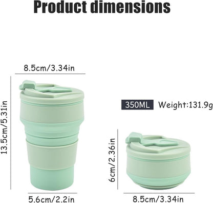 4-Pack Collapsible Cup Reusable – 12oz Silicone Foldable Portable Travel Water Bottle, Folding Lightweight Reusable Leakproof for Traveling Camping Hiking Cycling Yoga Sports