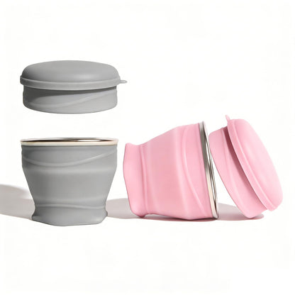 Collapsible Cup, 6oz Mini Foldable Travel Cup with Lid, Yellow