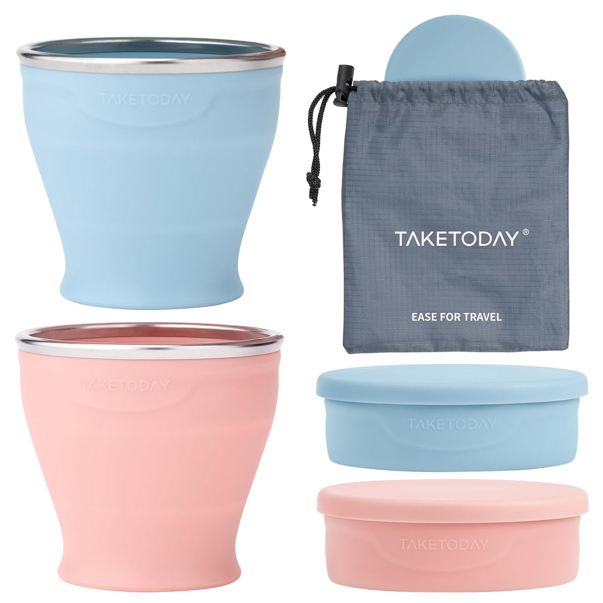 TakeToday Collapsible Cup 8 oz, Foldable with Lid for Travel, Charcoal