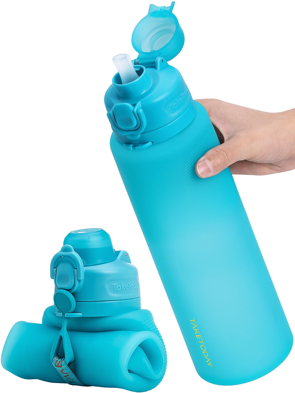 TakeToday Collapsible Water Bottles, Foldable for Travel, 32oz, Black