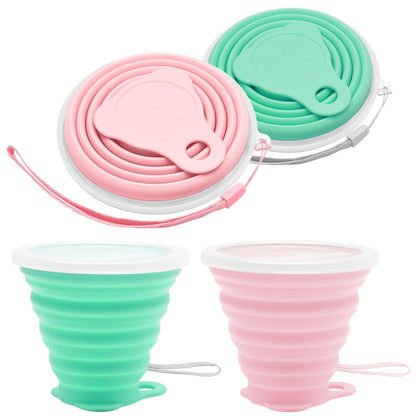 Litoexpe 2 Pack Silica gel Collapsible Travel Cup 270ml, Grey & Blue
