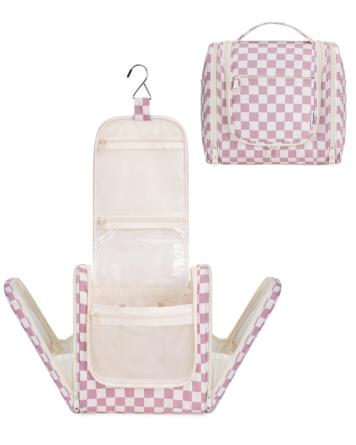 Narwey Hanging Toiletry Bag for Women Travel Makeup Bag Organizer Toiletries Bag for Cosmetics Essentials Accessories