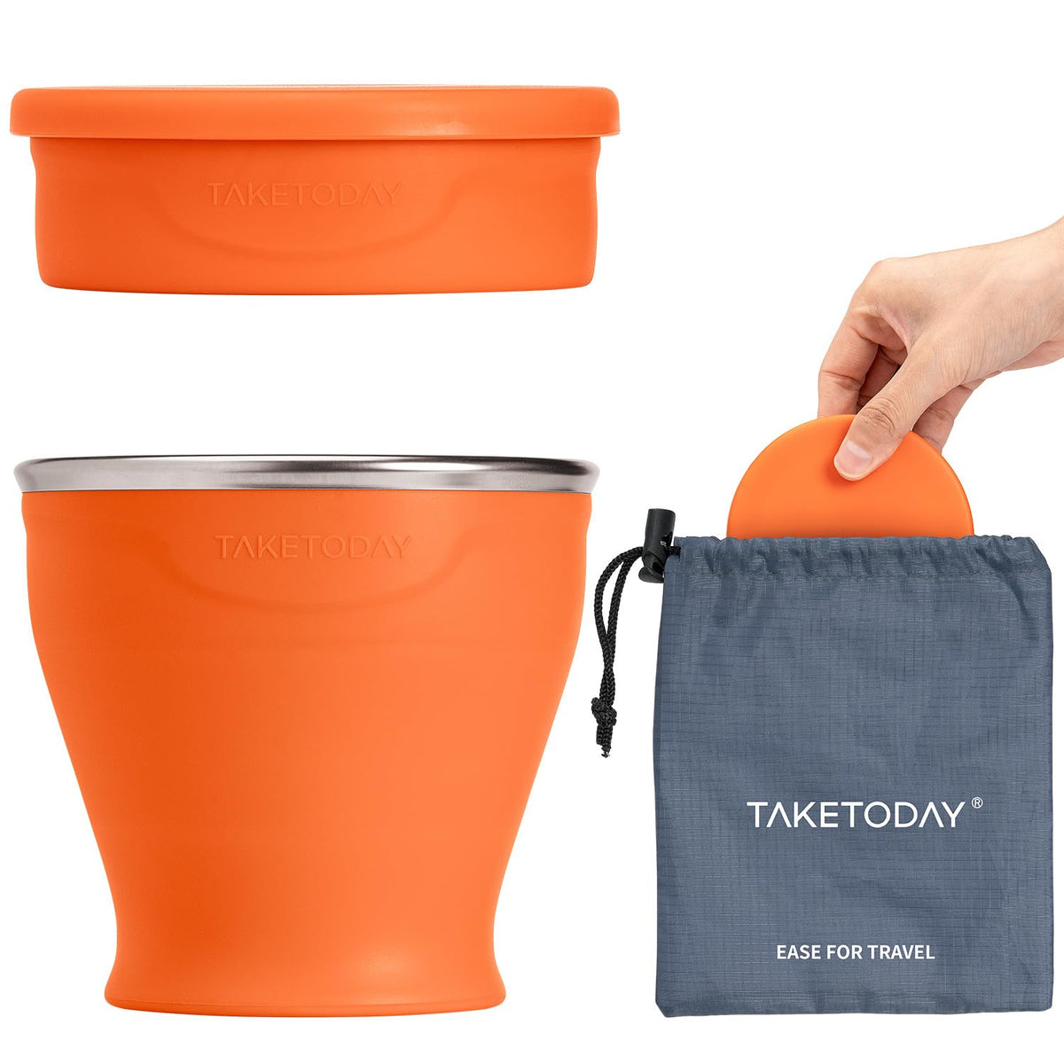 TakeToday Collapsible Cup 8 oz, Foldable with Lid for Travel, Charcoal