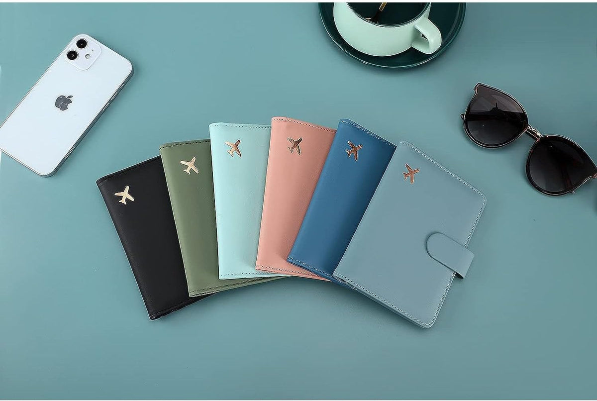 Melsbrinna Premium Leather Passport Holder Covers Case, Waterproof Rfid Blocking Travel Wallet Passport Holder with Pen Holder, Cute Passport Book for Women/Men