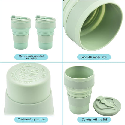 4-Pack Collapsible Cup Reusable – 12oz Silicone Foldable Portable Travel Water Bottle, Folding Lightweight Reusable Leakproof for Traveling Camping Hiking Cycling Yoga Sports