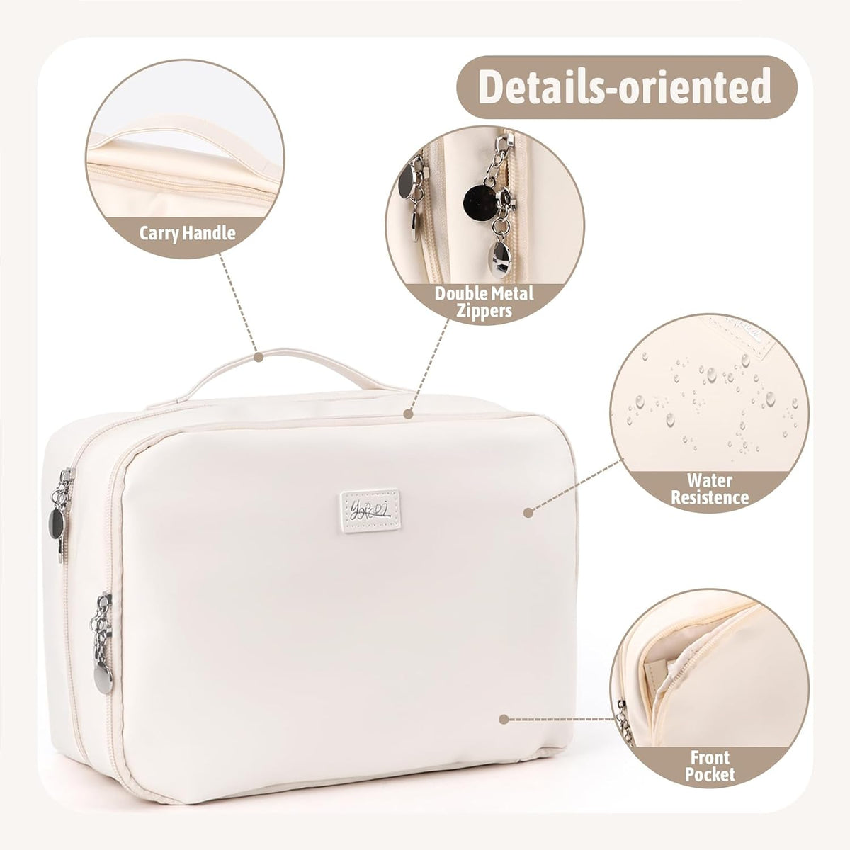 YOPCDJ PU Leather Waterproof Travel Toiletry Bag with Jewelry Organizer, Hanging Travel Bag for Toiletries,Cosmetic Bags for Women Toiletries Organizer with 4 Compartments Portable Travel Essentials