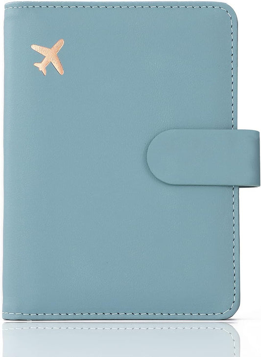 Melsbrinna Premium Leather Passport Holder Covers Case, Waterproof Rfid Blocking Travel Wallet Passport Holder with Pen Holder, Cute Passport Book for Women/Men